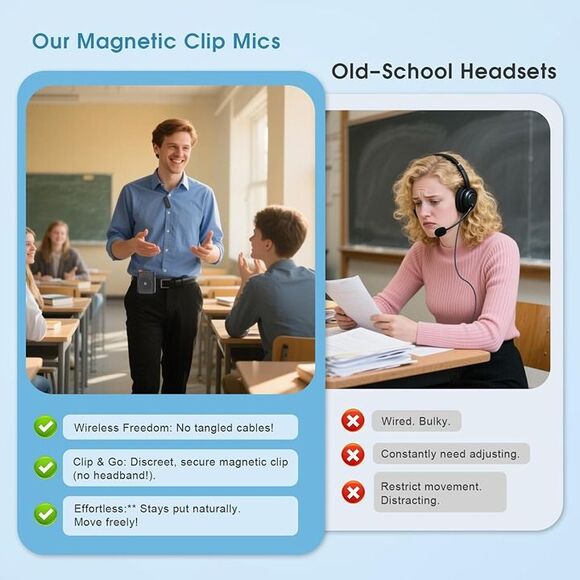 Dual Wireless Microphone Voice Amplifier for Teachers with Magnetic Charging - Picture 2 of 8